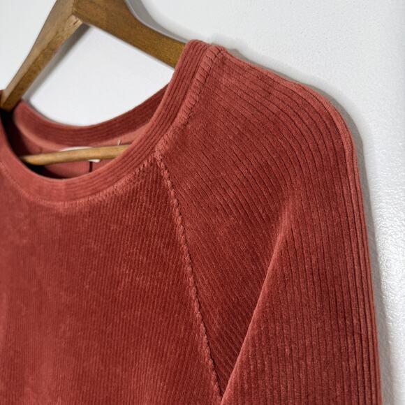 Soft Surroundings Sweater Womens Medium Rust Ribbed Velour Tunic Long Sleeve - Picture 2 of 7
